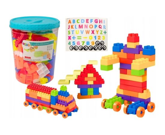 Leantoys Klocki W Wiaderku Edukacyjne Duże Budowlane Zestaw 160 ele.