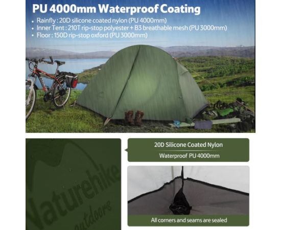 Naturehike hiking tent NH18A095-D - forest green