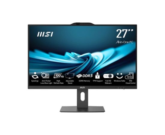 MSI AIO PRO AP272P 1M-845EU Core7-150U 27" IPS LED FHD Non-Touch Anti-Glare 16GB SSD1TB M.2 AX211 WiFi 6E Windows 11 Pro Black
