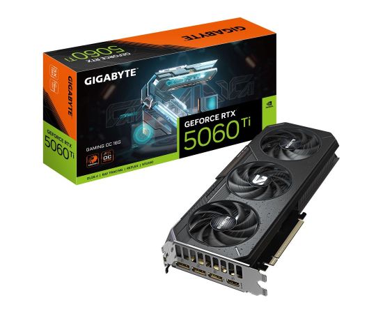 Graphics Card GIGABYTE NVIDIA GeForce RTX 5060 Ti 16 GB GDDR7 128 bit PCIE 5.0 16x GPU 2647 MHz Triple slot Heatpipe 1xHDMI 3xDisplayPort N506TGAMINGOC-16GD1.0