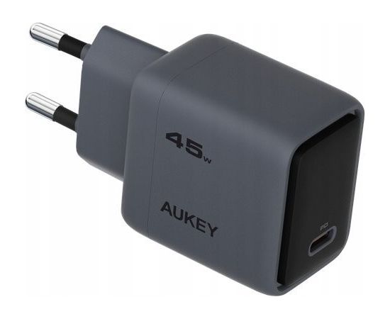 Wall Charger 45W USB-C, PD GaN By Aukey Dark Grey