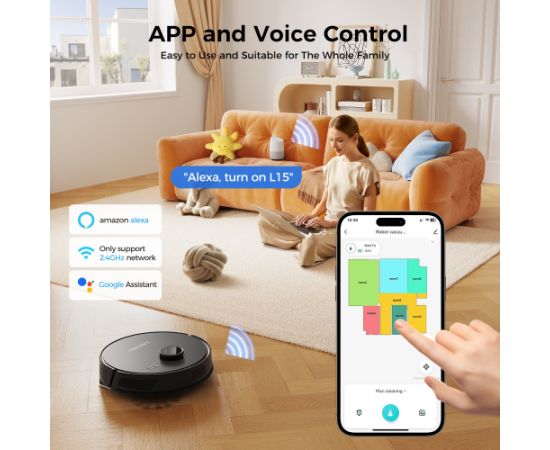 Lubluelu L15 Plus Robot Vacuum 3-in-1 5000Pa LiDAR Pašiztukšanas Stacija Melns