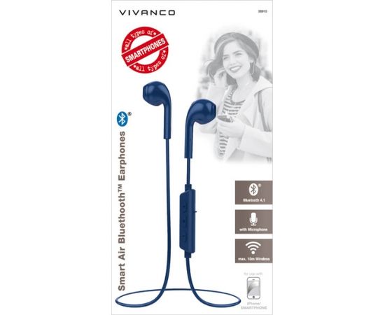 Vivanco беспроводные наушники + микрофон Smart Air 3, синий (38910)
