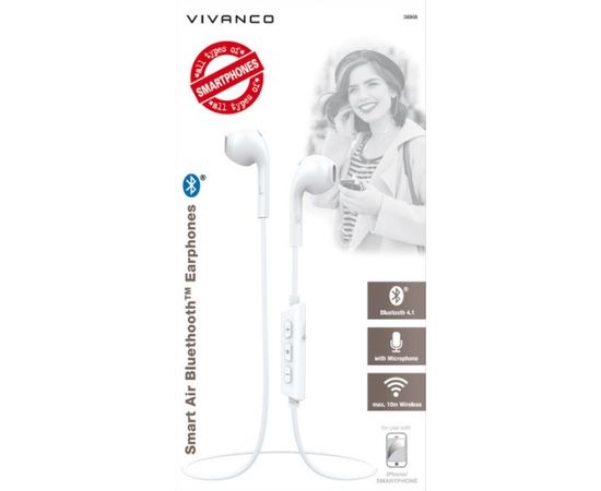 Vivanco беспроводные наушники + микрофон Smart Air 3, белый (38908)