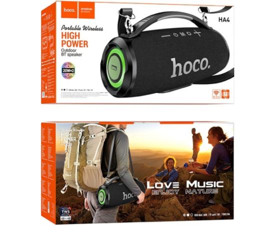 HOCO HA4 Surge Portable Speaker Blutooth/ FM/ TF card/ USB memory stick/ AUX 2 x 20 W Black