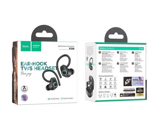 Hoco EQ8 Pure Joy Headset Wireless In-Ear Calls/Music Bluetooth Black