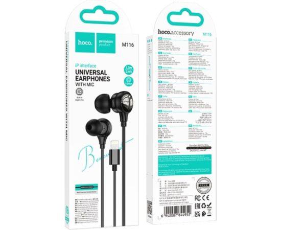 Hoco M116 Benevolent Wired Headset Black