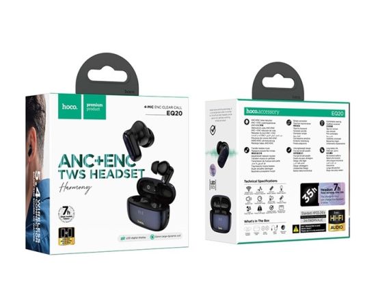 Hoco EQ20 Rhyme Headset Wireless In-Ear Calls/Music Bluetooth Black