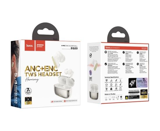 Hoco EQ20 Rhyme Headset Wireless In-Ear Calls/Music Bluetooth White