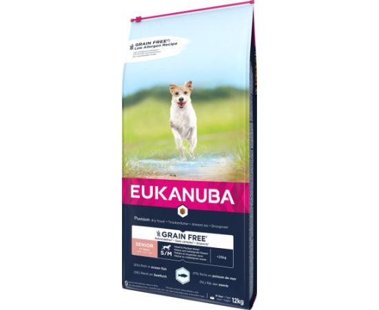 EUKANUBA Grain Free Senior small/medium breed, Ocean fish - dry dog food - 12 kg