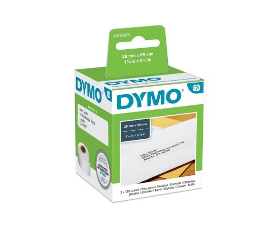Dymo 99010 (S0722370) Labels 28 x 89mm, 2 rolls x 130 labels, White