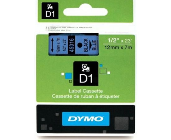Dymo 45016 (S0720560) Label Tape 12mm x 7m, Black on Blue