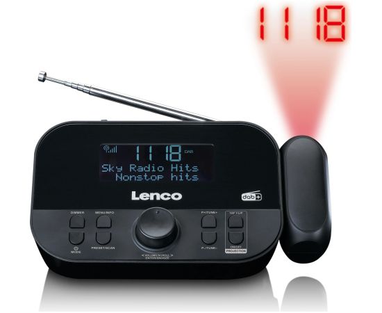 Lenco radio pulkstenis ar projekciju, melns - CR-615BK
