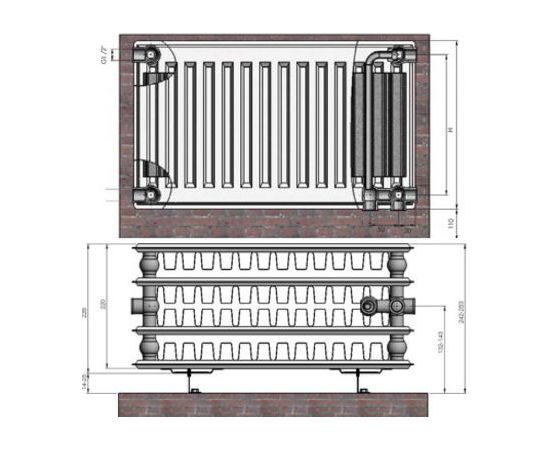 Radiators 44x200x2000 VCO Termolux Tērauda Radiatori