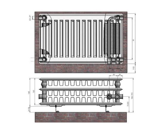Радиатор 33x500x800 универс. подкл., без крепл.,