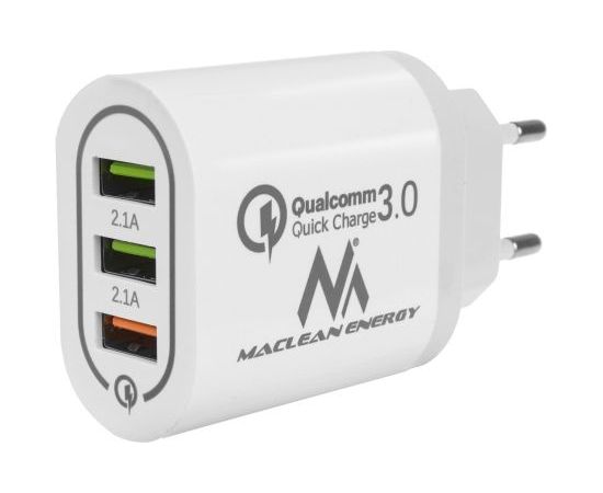 Maclean Energy MCE479W 3xUSB lādētājs QC 3.0