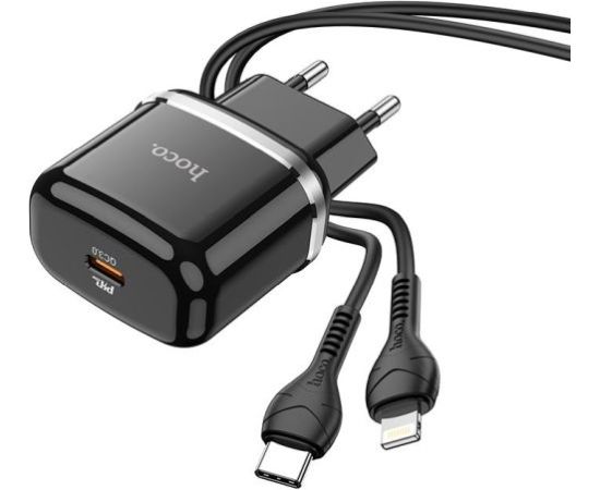 Hoco N24 Mobilo telefonu lādētājs Type-C QC3.0 20W + Lightning kabelis 1m