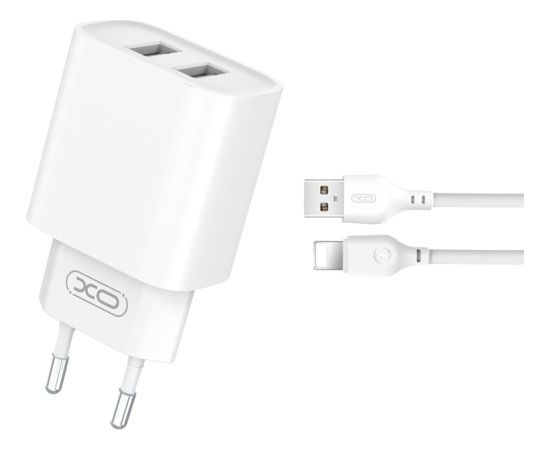 XO CE02C Зарядное устройство 2xUSB 2.1A  + Lightning кабель 1m