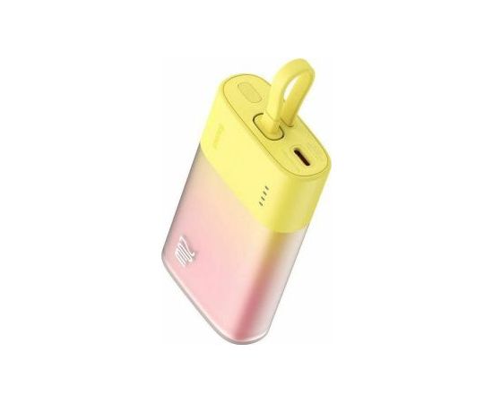 Baseus   BASEUS powerbank 5200 mAh with built-in cable Lightning + cable Type C to Type C PD QC 2,4A 20W PPKDC05I yellow pink