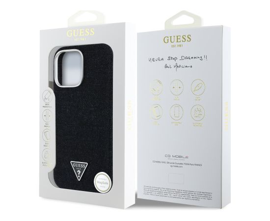 Guess Denim Triangle Logo MagSafe Case Чехол для Apple iPhone 16 Pro