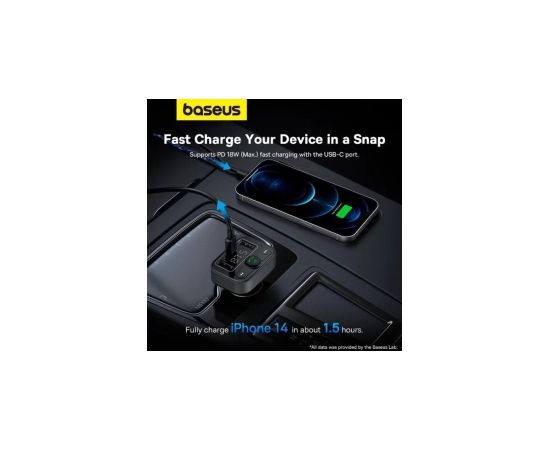 Fm modulators Baseus Car 5.0 FM raidītājs 2xUSB + USB-C Black
