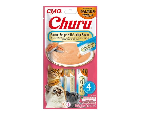 INABA Churu Salmon with scallop recipe - cat treats - 4x14g