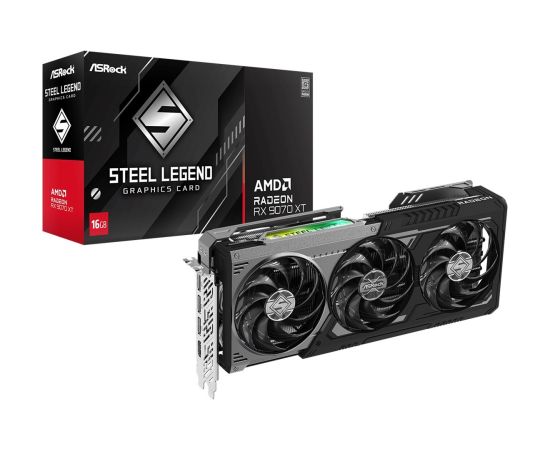ASRock AMD Radeon™ RX 9070 XT Steel Legend Dark 16GB graphics card