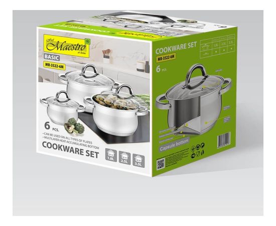 Zestaw garnków 6 elem. MAESTRO MR-3522-6M Pannas