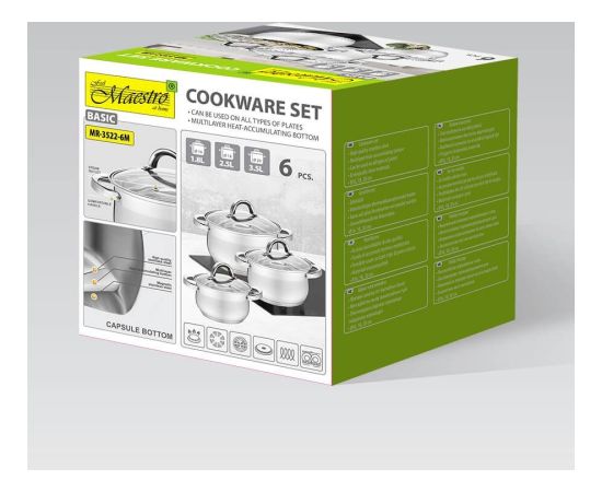Zestaw garnków 6 elem. MAESTRO MR-3522-6M Pannas
