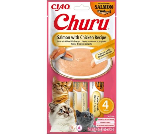 INABA Churu Salmon with chicken recipe - cat treats - 4x14g