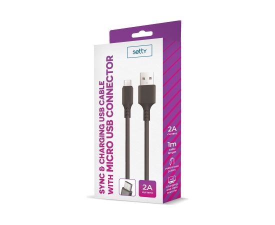 Кабель Setty USB - microUSB 1,0 м 2A черный