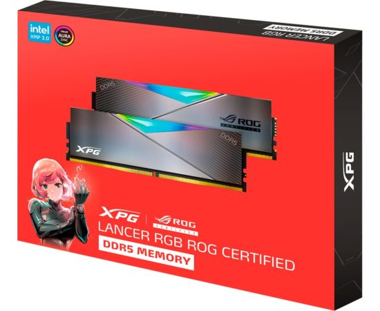 ADATA DDR5 - 32GB - 6600 - CL - 32 (2x 16 GB) dual kit, RAM (silver, AX5U6600C3216G-DCLARROG, Lancer RGB, INTEL XMP, ROG certified)