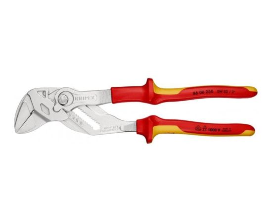 KNIPEX pliers wrench 86 06 250, VDE-insulated (red/yellow, length 250mm, 19-fold adjustable)