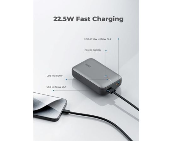 AUKEY PB-Y57 Spark Mini 20000 Compact Fast Charging Power Bank Available In Grey And White