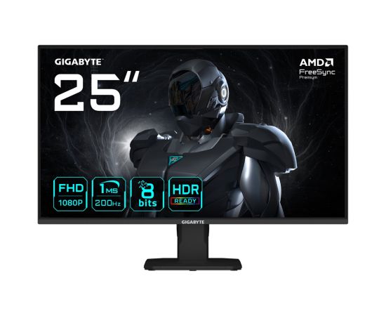 GIGABYTE GS25F2 25" FHD Gaming Monitor - 1920 x 1080, 200Hz, 1ms, 300 cd/m², Display HDR 10, HDMI 2.0, Displayport 1.4