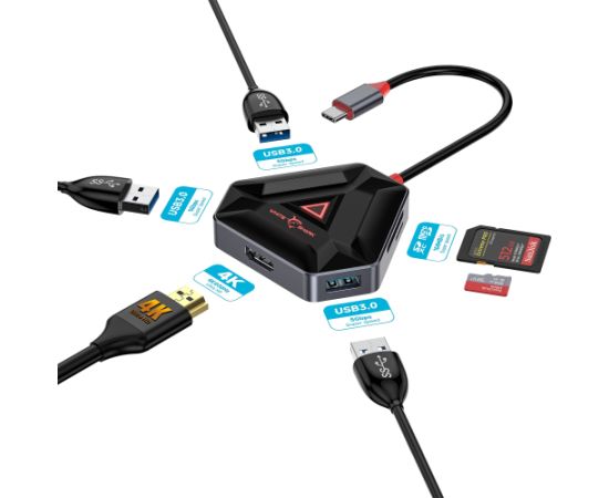 Sbox Hexagon 6 IN 1 Type-C HUB