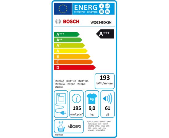 Bosch WQG245DXSN Kondensācijas veļas žāvētājs 9kg