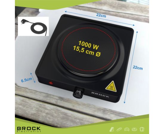 Vienriņķa elektriskā plītiņa BROCK EP 100 BK, 1500W