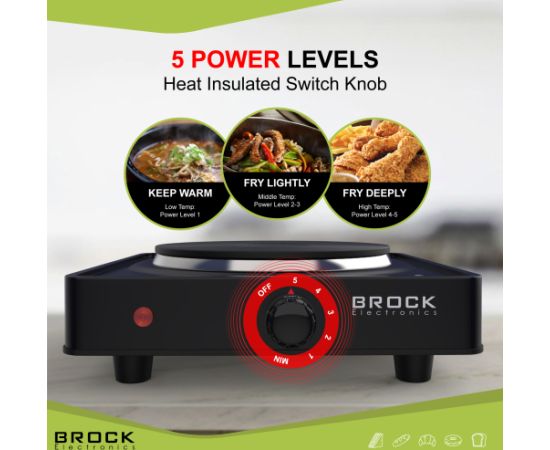 Vienriņķa elektriskā plītiņa BROCK EP 100 BK, 1500W