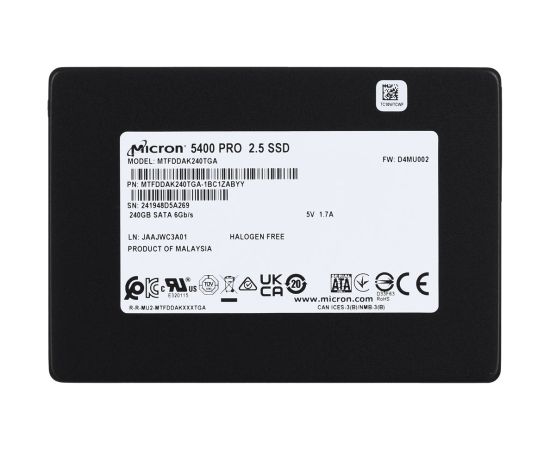 SSD Micron 5400 PRO 240GB SATA 2.5" MTFDDAK240TGA-1BC1ZABYYR (DWPD 1.5)