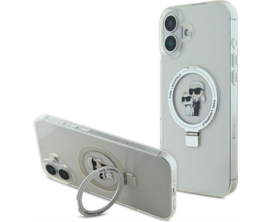 Karl Lagerfeld -  iPhone 16 Ringstand Karl and Choupette MagSafe Case Transparent