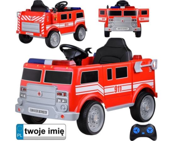 Jokomisiada Auto Straż Pożarna Wóz Strażacki na akumulator Koguty Sygnał Radio PA0313