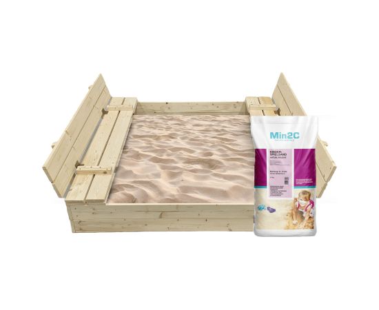 Koka smilšu kaste ar ģeotekstila paklāju Bonus Orbis, 120x120 cm, un 250kg smiltīm