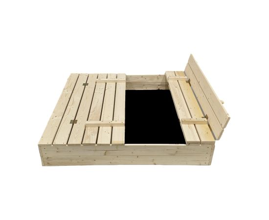 Koka smilšu kaste ar ģeotekstila paklāju Bonus Orbis, 120x120 cm, un 250kg smiltīm