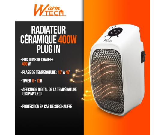 Keramiskais elektriskais sildītājs 400 W, balts