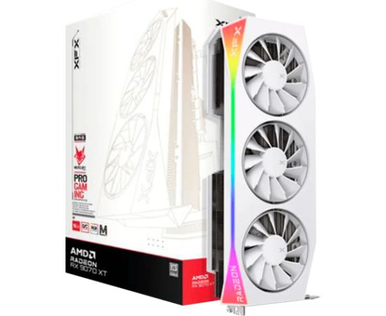 XFX Mercury AMD Radeon RX 9070XT OC White Magnetic Air Edition with RGB 16GB GDDR6 HDMI 3xDP, AMD RDNA 4