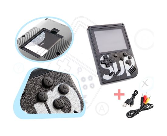 RoGer Retro mini Spēļu konsole ar 400 spēlēm, 3 collu krāsains ekrāns, TV izeja Melns
