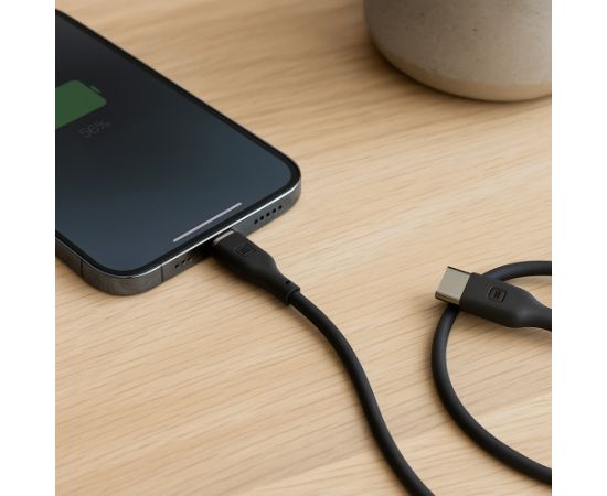 Evelatus SoftPower MFI Кабель USB-C на Lightning 1.2M 60W 3A Силикон Черный