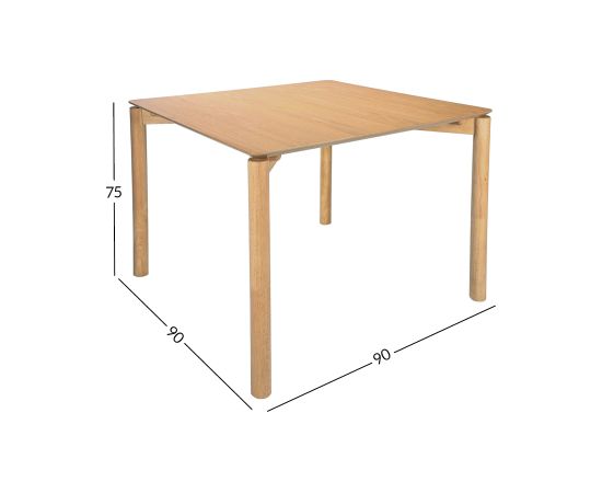 Dining table GARDENIA 90x90xH75cm, oak