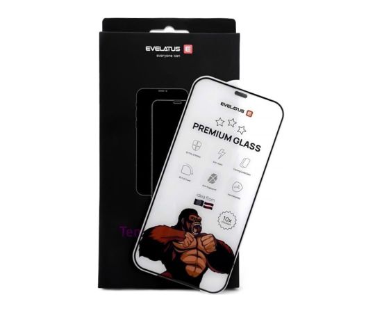 Evelatus Apple  iPhone 14/13/13 Pro/16e/SE4 Privacy Corning Gorilla Glass Anti-Static 3D Full Cover 10X Stronger